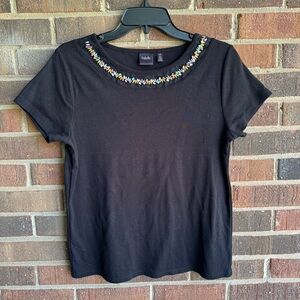 Black beaded mesh Neckline Top size L